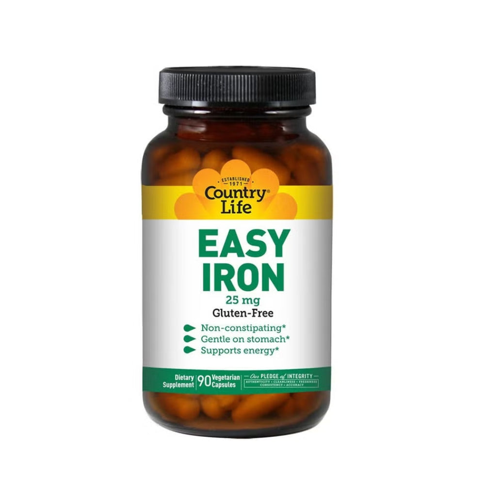 Country Life Easy Iron 25 mg Iron Deficiency Supplement Capsules, Pack of 90's
