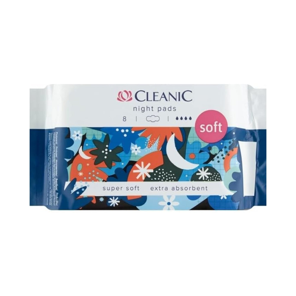 Cleanic Soft Night Sanitary Pads 8-Piece Set, Medium