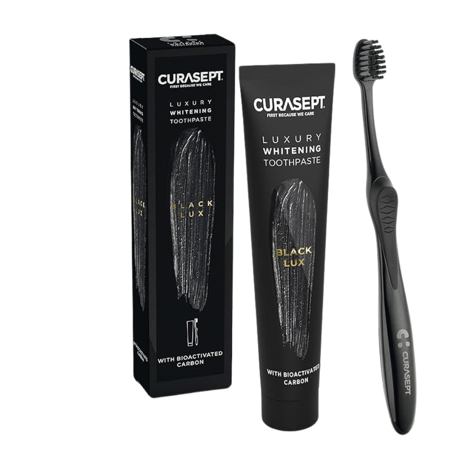 Curasept Black Luxury Whitening Toothpaste, 75 ml + Toothbrush