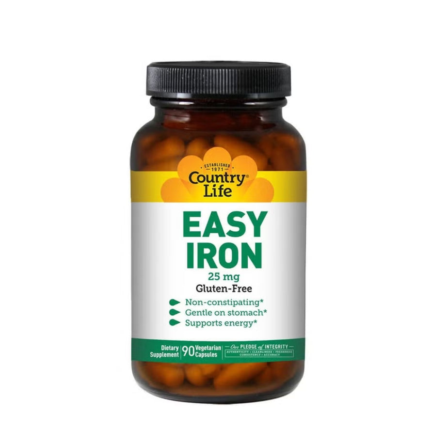 Country Life Easy Iron 25 mg Iron Deficiency Supplement Capsules, Pack of 90's
