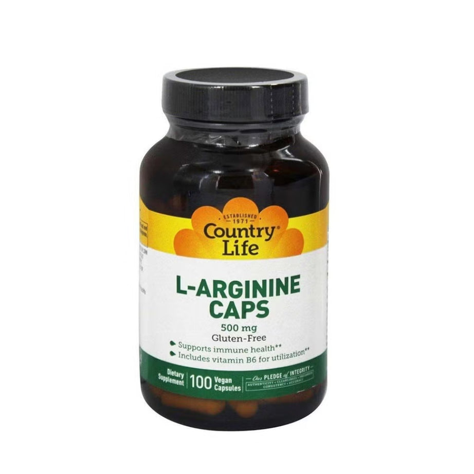 Country Life L- Arginine 500mg Vegan Capsules For Immune Support, Pack of 100's