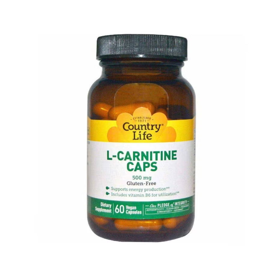 Country Life L-Carnitine 500 mg Vegan Capsule Supplement For Energy Support, Pack of 60's
