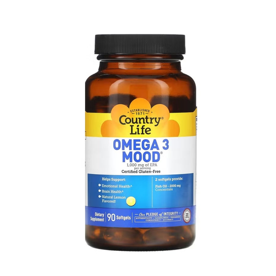 Country Life Omega 3 Mood 2000mg Fish Oil Supplement Softgels, Pack of 90's
