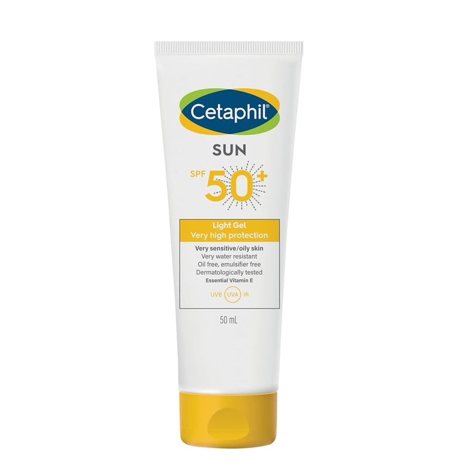 Cetaphil Sun SPF 50+ Light Gel, Moisturizer sunscreen Face & Body for Men & Women, Sensitive Skin, Very High Protection and Very Water Resistent, Unscented, 50 ml
