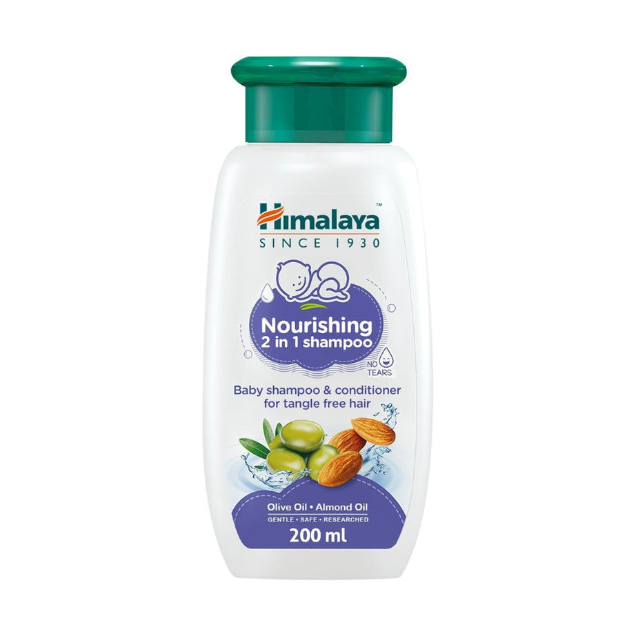 Himalaya Nourishing 2 in 1 Baby Shampoo & Conditioner 200mL, Tear-Free, Paraben-Free, for Soft & Tangle-Free Hair