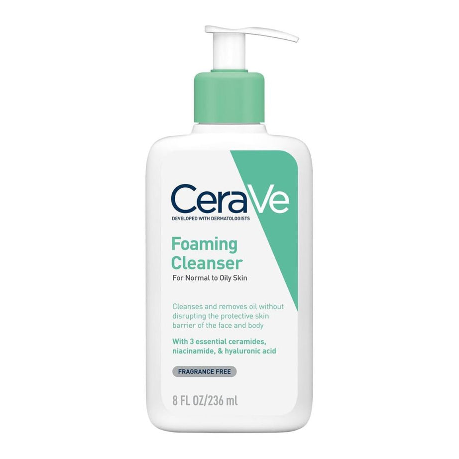 CeraVe Foaming Cleanser | Face and Body Wash for Normal to Oily Skin with Hyaluronic Acid, Niacinamide and Ceramides| Fragrance Free Paraben Free | 8Oz, 236 ML