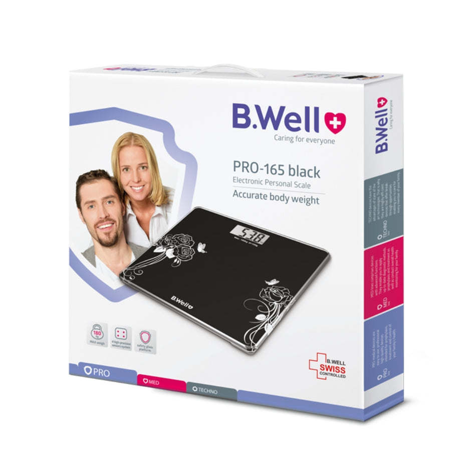 BWell PRO-165 Electronic Personal Weighing Scale (Black)