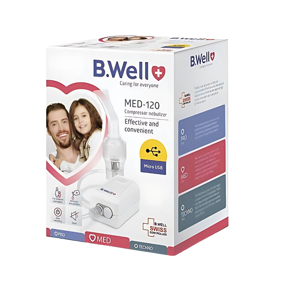 B.Well MED-120 Compressor Nebulizer Compact with Adult & Child Masks and Micro USB Adapter